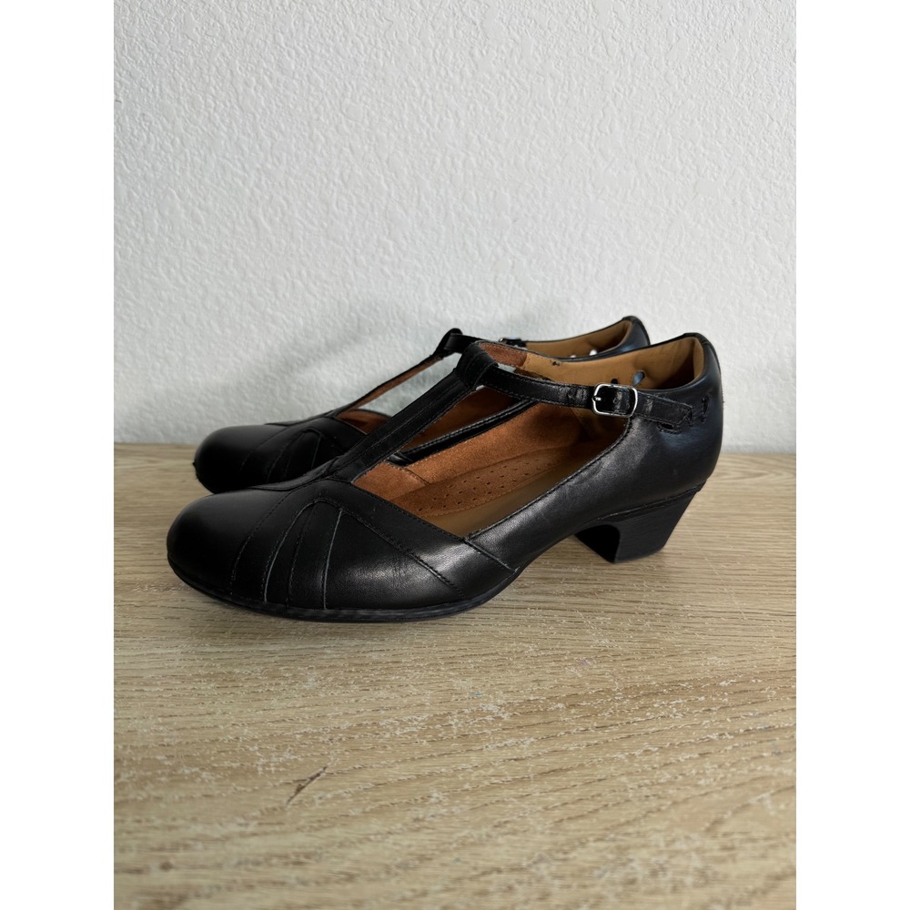Cobb Hill Black Leather Angelina Leather T-Strap Mary Jane Pumps Womens Size 10 - Picture 1 of 12